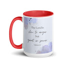 Nahum 1:3 Bible Verse, great in power White Ceramic Mug with Color Inside