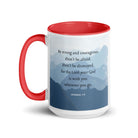 Joshua 1:9 Bible Verse, Courageous White Ceramic Mug with Color Inside