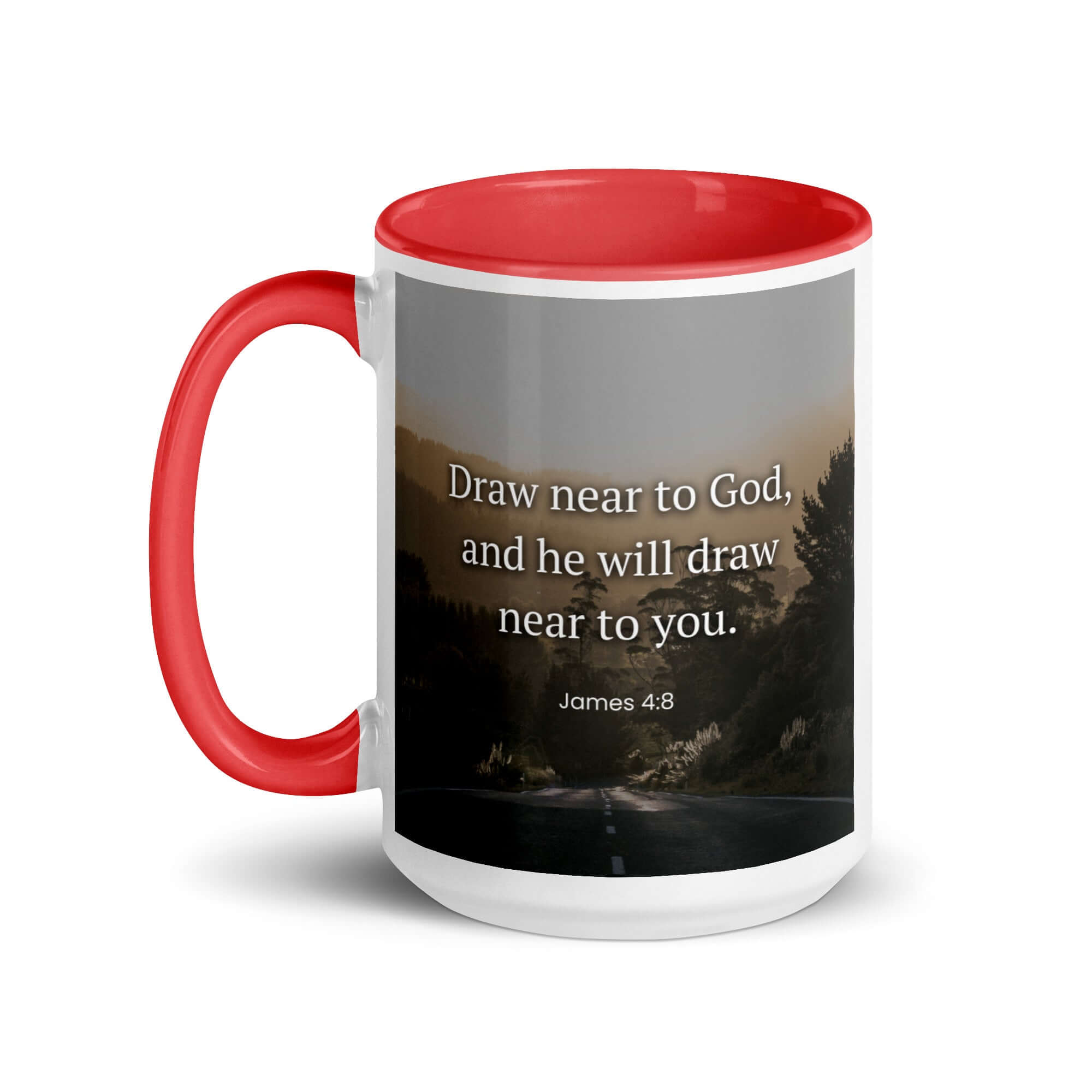 James 4:8 Bible Verse, Cleanse your White Ceramic Mug with Color Inside