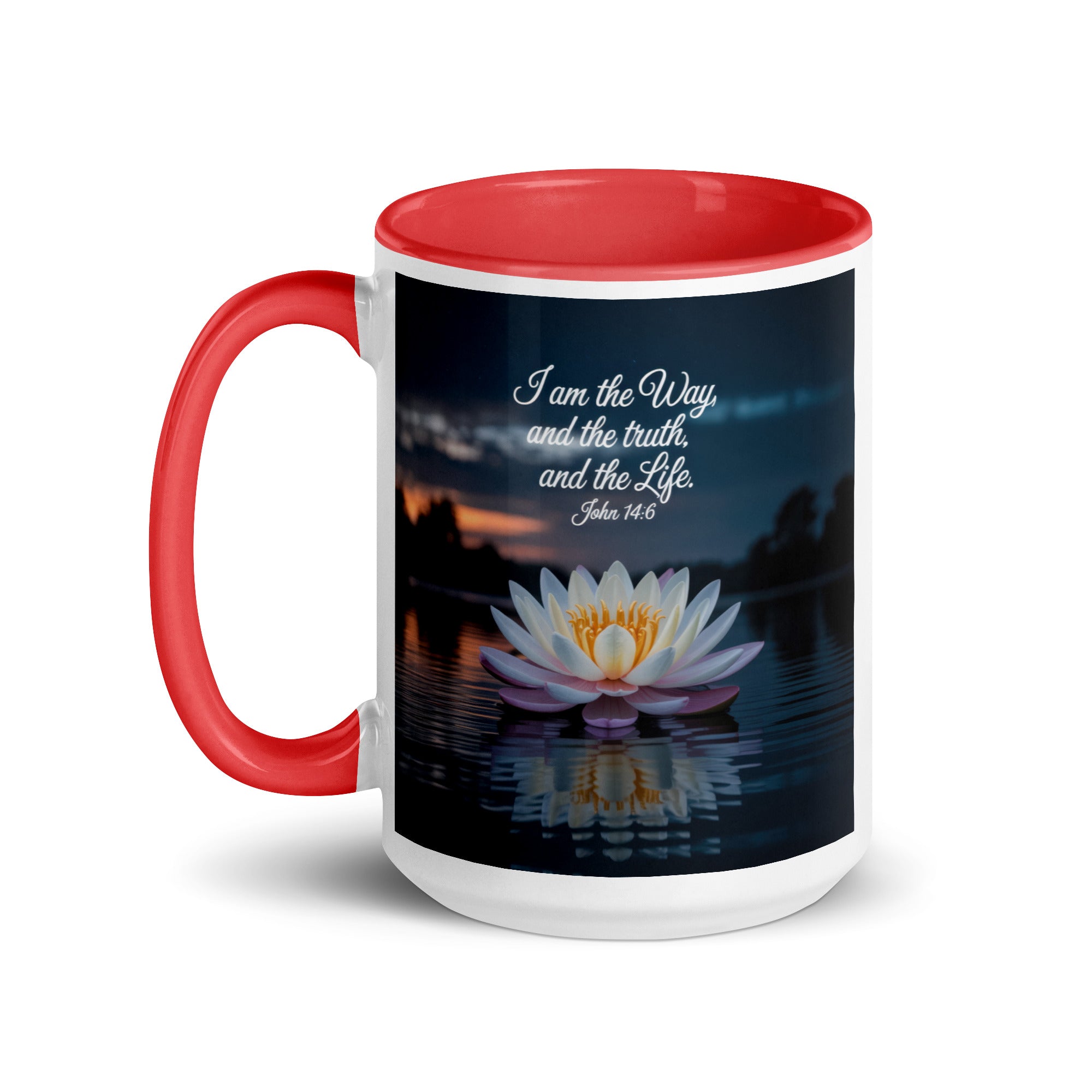 John 14:6 Bible Verse The Father White Ceramic Mug with Color Inside