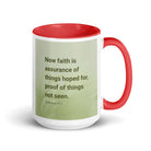 Heb 11:1 - Bible Verse, faith is assurance White Ceramic Mug with Color Inside