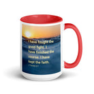 2 Tim 4:7 - Bible Verse, kept the faith White Ceramic Mug with Color Inside