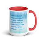 Rom 8:28 - Bible Verse, together for good White Ceramic Mug with Color Inside