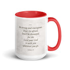 Joshua 1:9 Bible Verse, Be strong White Ceramic Mug with Color Inside