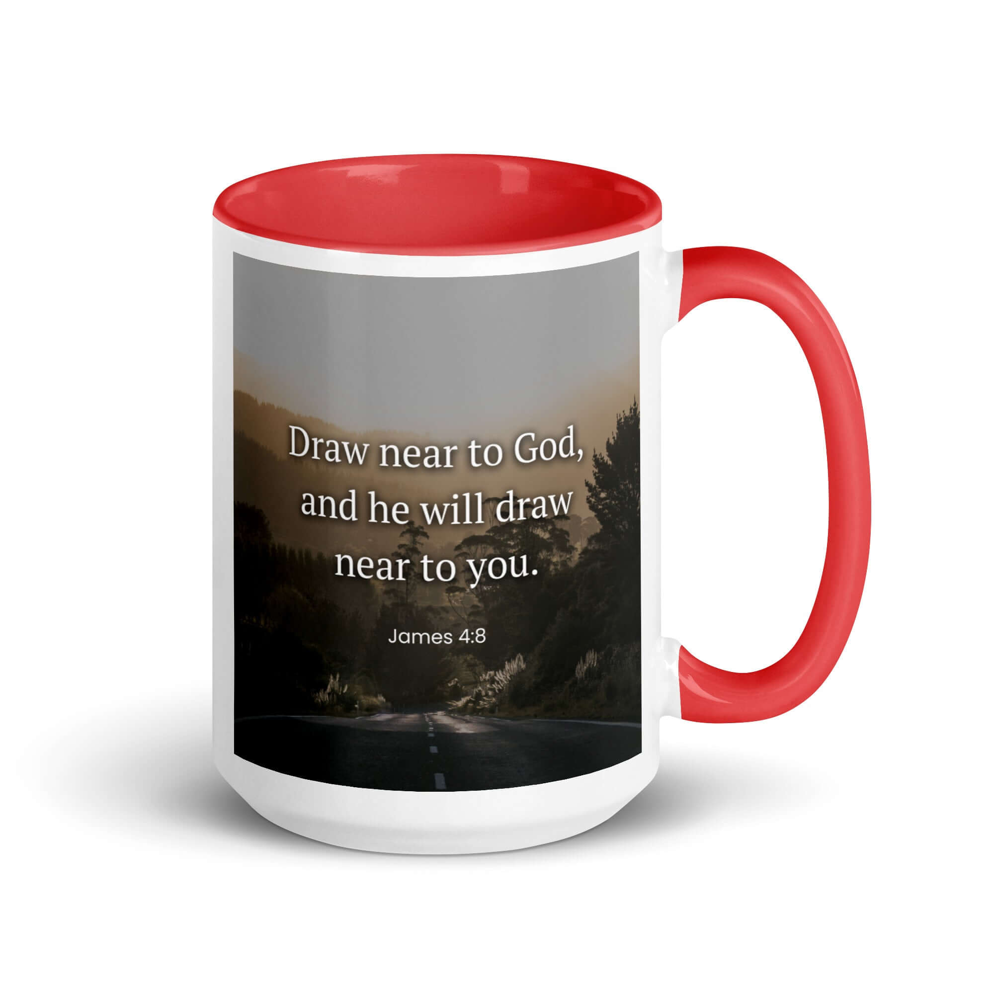 James 4:8 Bible Verse, Cleanse your White Ceramic Mug with Color Inside