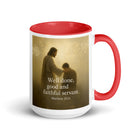 Matthew 25:21 Bible Verse Well Done White Ceramic Mug with Color Inside Red 15 oz