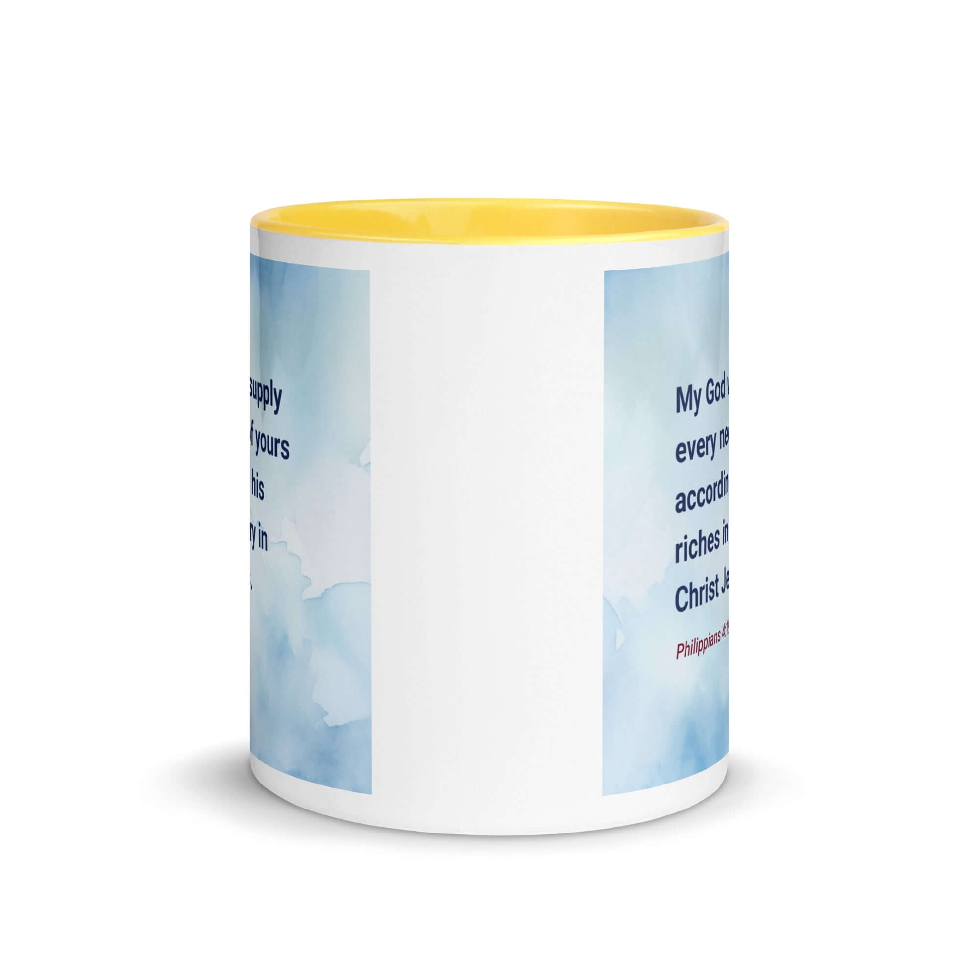 Phil 4:19 - Bible Verse, God will supply White Ceramic Mug with Color Inside