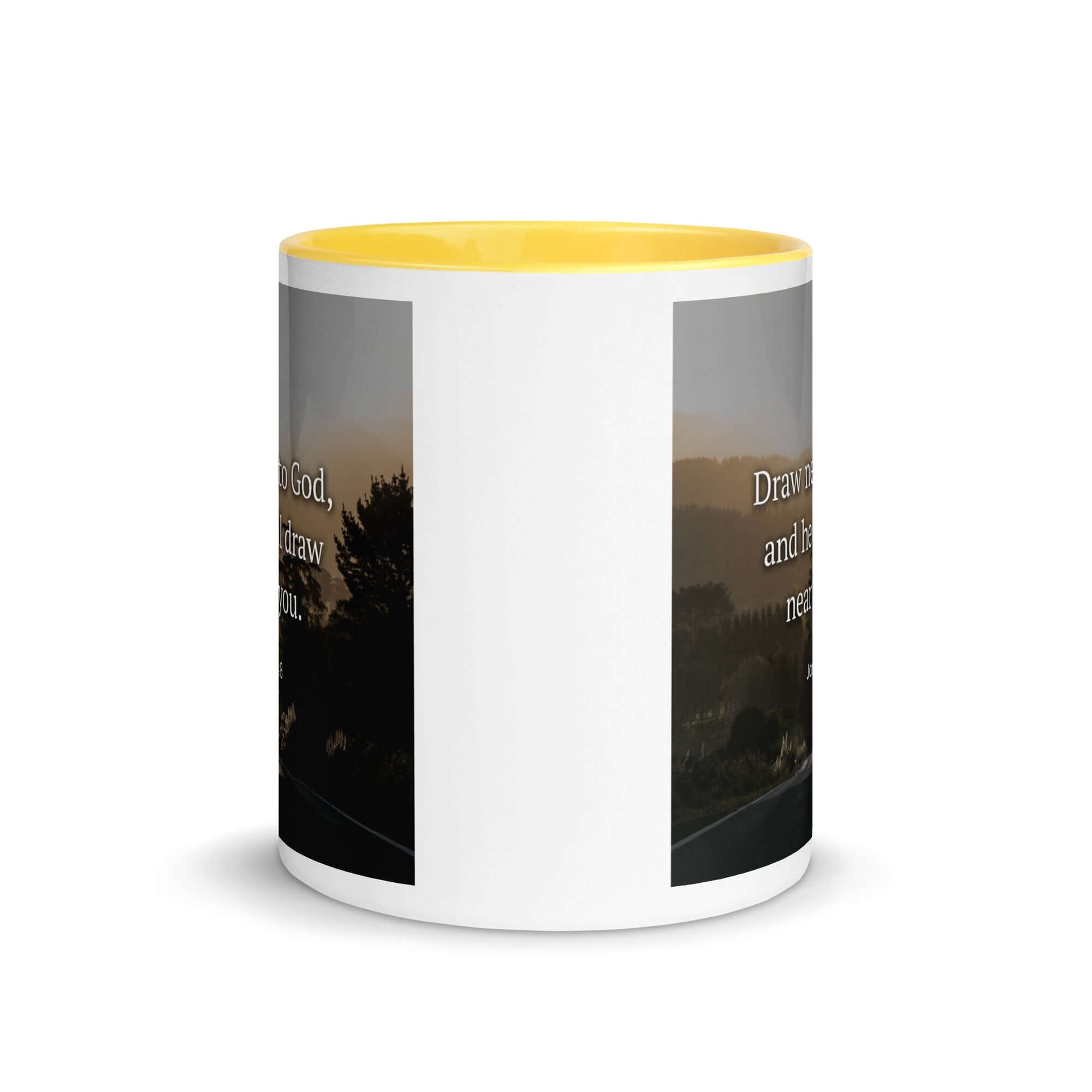 James 4:8 Bible Verse, Cleanse your White Ceramic Mug with Color Inside