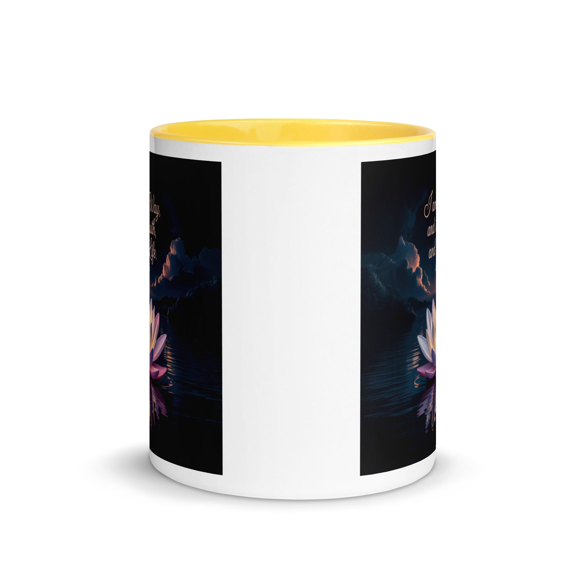 John 14:6 Bible Verse The Way White Ceramic Mug with Color Inside