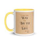 John 14:6 Bible Verse, Color Text Brown Background Mug Color Inside