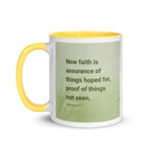 Heb 11:1 - Bible Verse, faith is assurance White Ceramic Mug with Color Inside