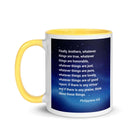 Phil 4:8 - Bible Verse, Think these things White Ceramic Mug with Color Inside