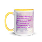 Phil 4:6 - Bible Verse, Prayer and Petition White Ceramic Mug with Color Inside