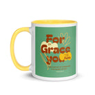 Eph 2:8 - Bible Verse, for by grace White Ceramic Mug with Color Inside