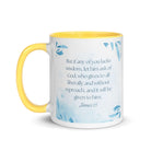 James 1:5 Bible Verse, lacks wisdom White Ceramic Mug with Color Inside