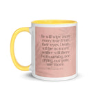 Revelation 21:4 Bible Verse, their eyes White Ceramic Mug with Color Inside