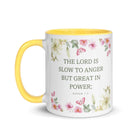 Nahum 1:3 Bible Verse, slow to anger White Ceramic Mug with Color Inside