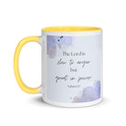 Nahum 1:3 Bible Verse, great in power White Ceramic Mug with Color Inside