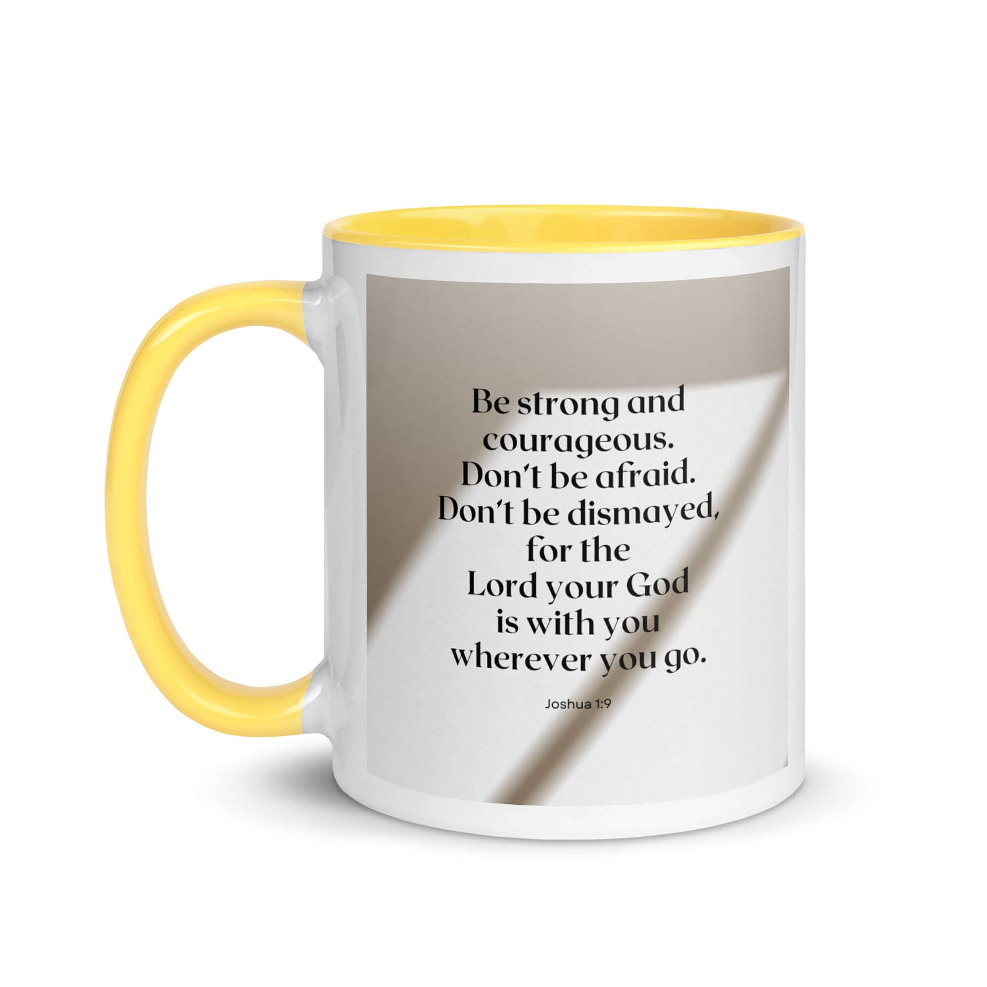 Joshua 1:9 Bible Verse, for the Lord White Ceramic Mug with Color Inside