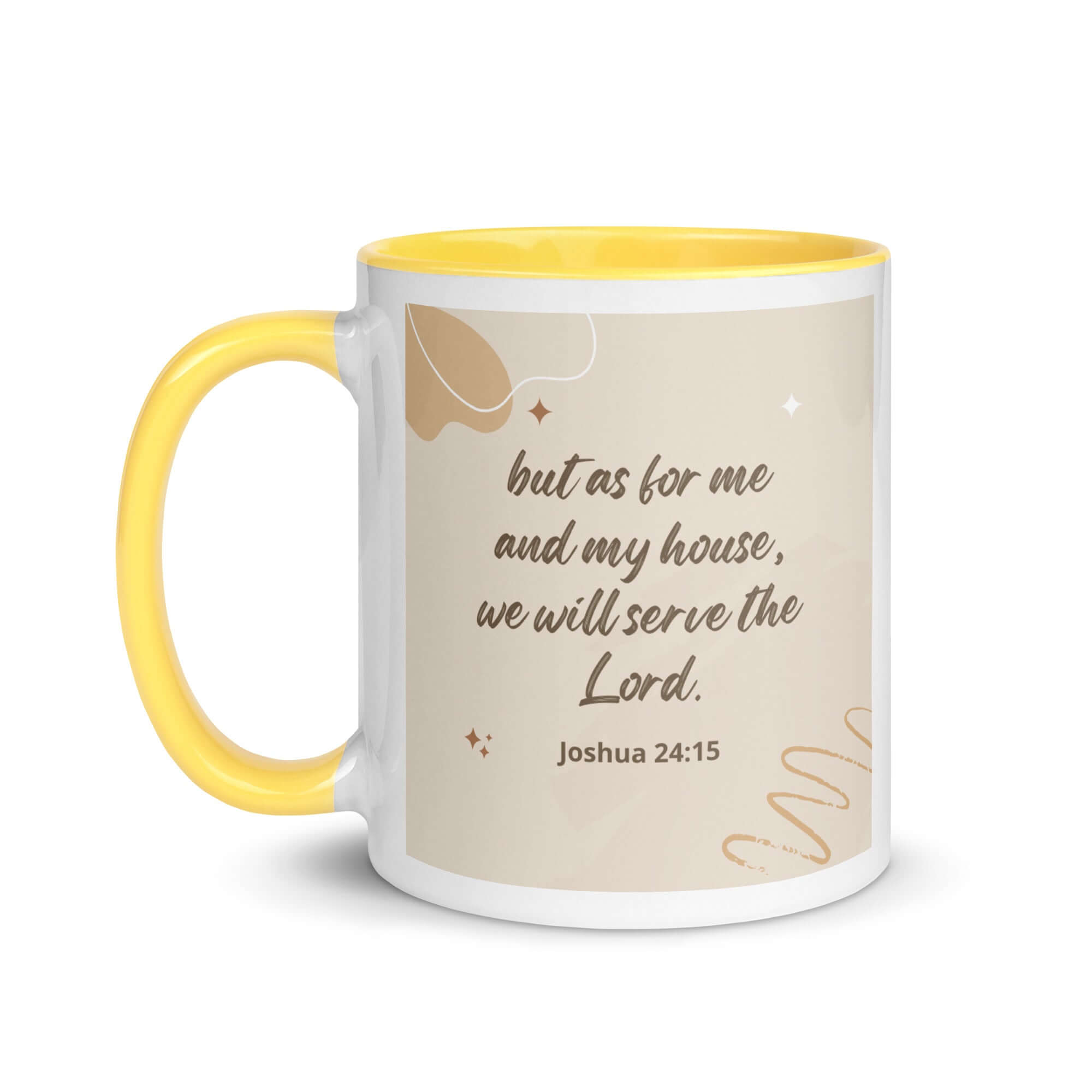 Joshua 24:15 Bible Verse, will serve White Ceramic Mug with Color Inside