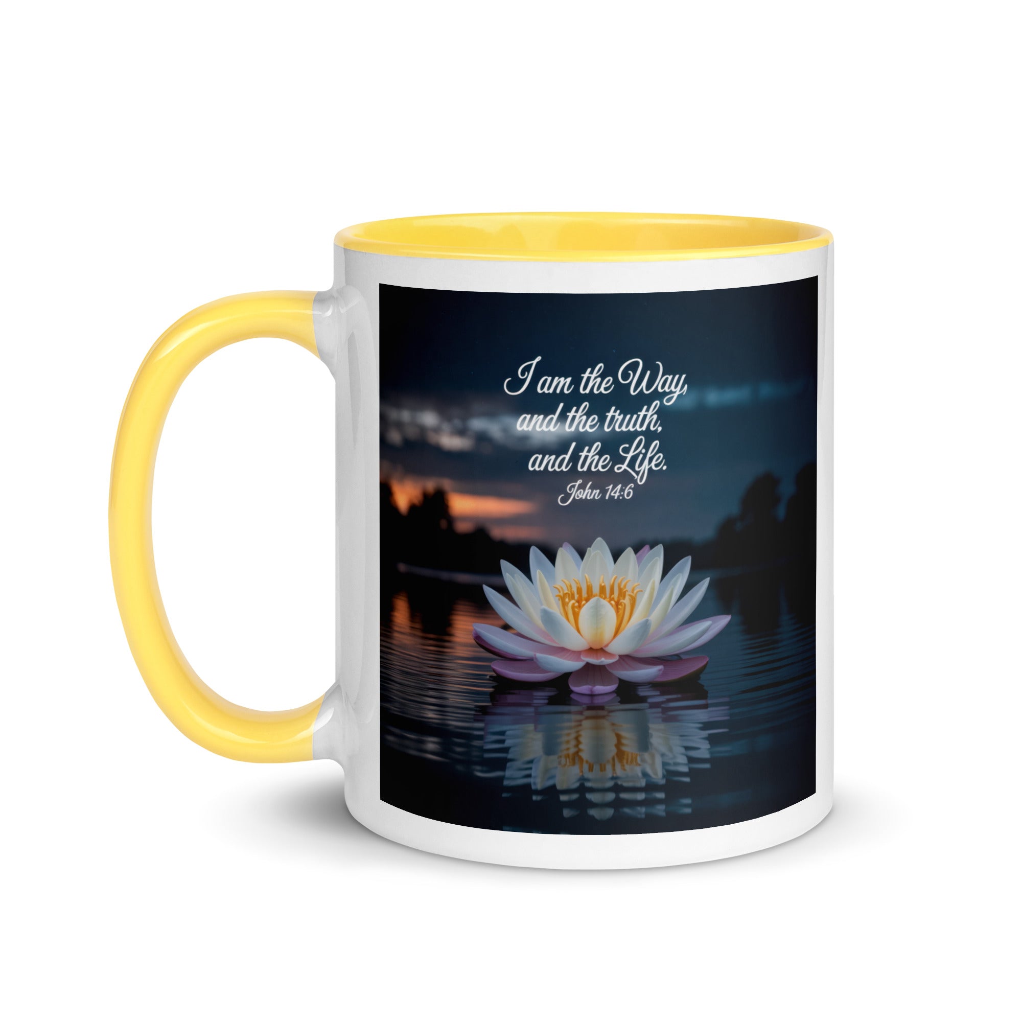 John 14:6 Bible Verse The Father White Ceramic Mug with Color Inside