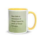 Heb 11:1 - Bible Verse, faith is assurance White Ceramic Mug with Color Inside