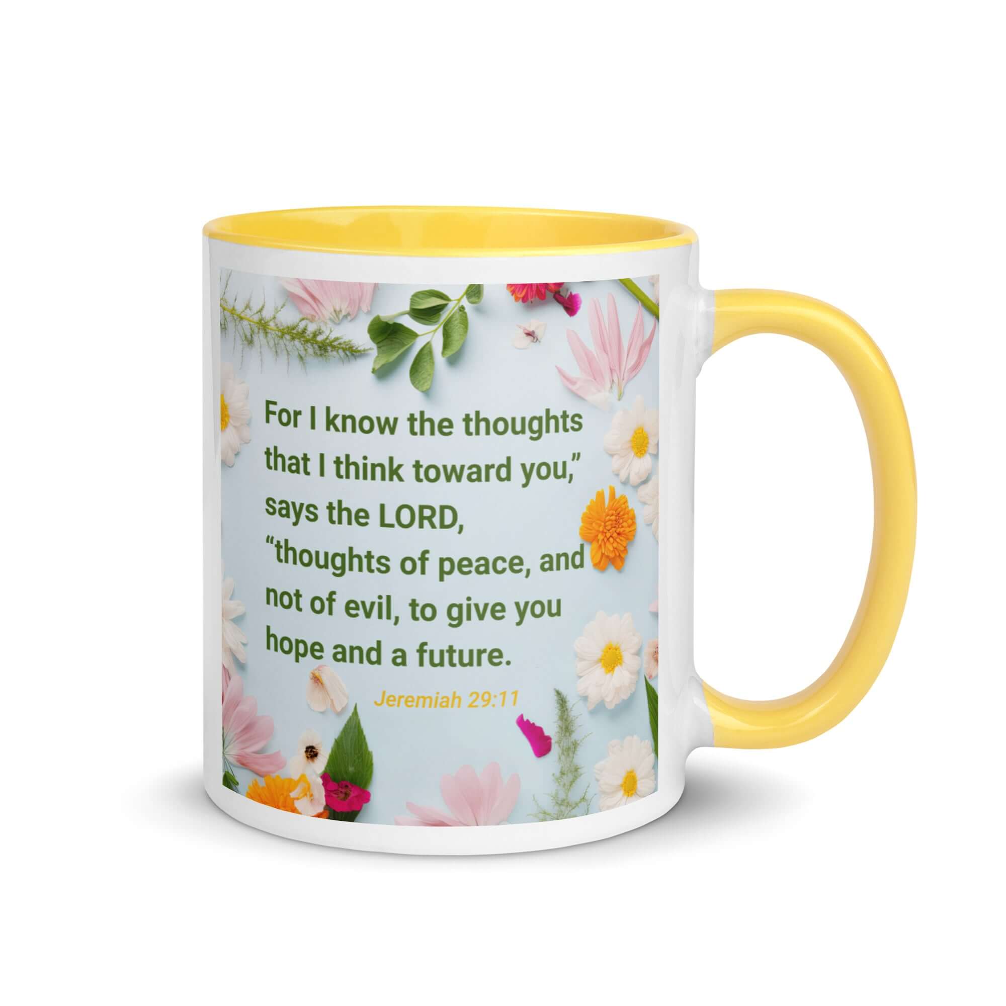 Jer 29:11 - Bible Verse, to give you hope White Ceramic Mug with Color Inside