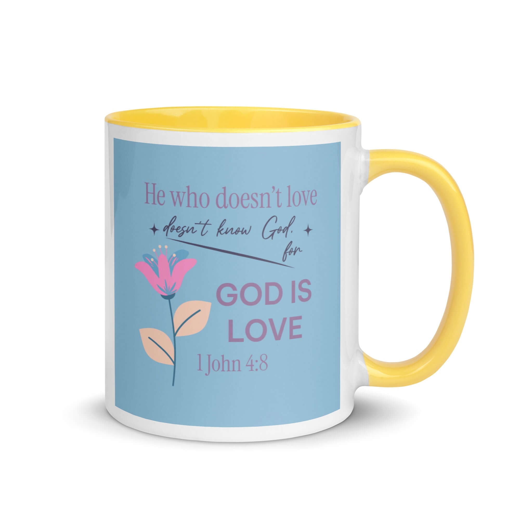 1 John 4:8 - Bible Verse, doesn’t love White Ceramic Mug with Color Inside