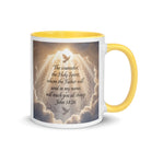 John 14:26 Bible Verse Counselor White Ceramic Mug with Color Inside Yellow 11 oz