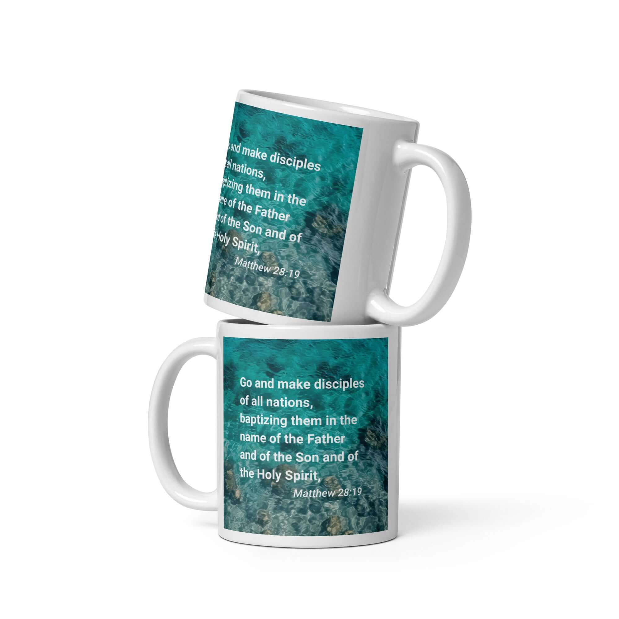 Matt 28:19 - Bible Verse, Make Disciples White Glossy Mug