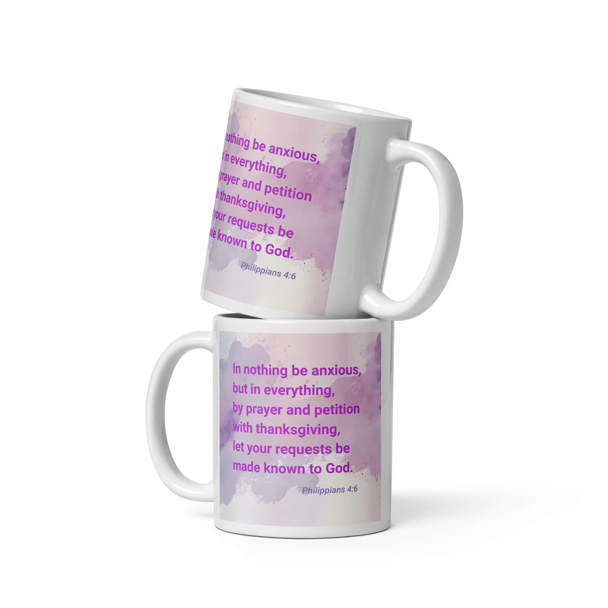 Phil 4:6 - Bible Verse, Prayer and Petition White Glossy Mug