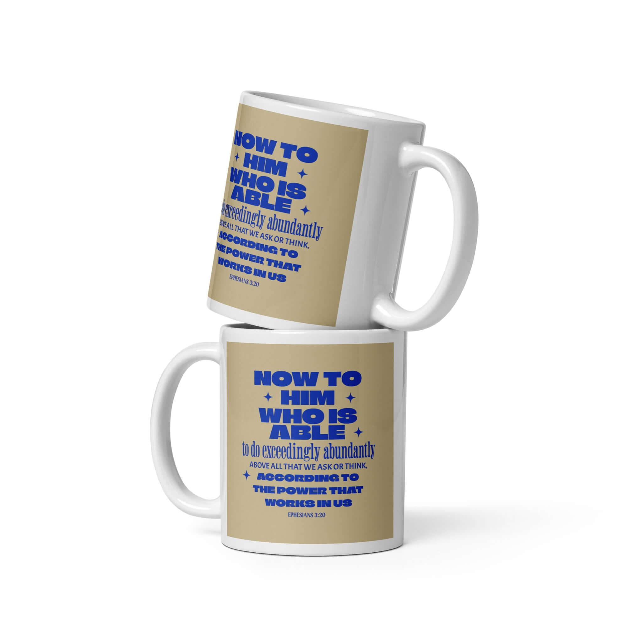 Eph 3:20 - Bible Verse, power in us White Glossy Mug