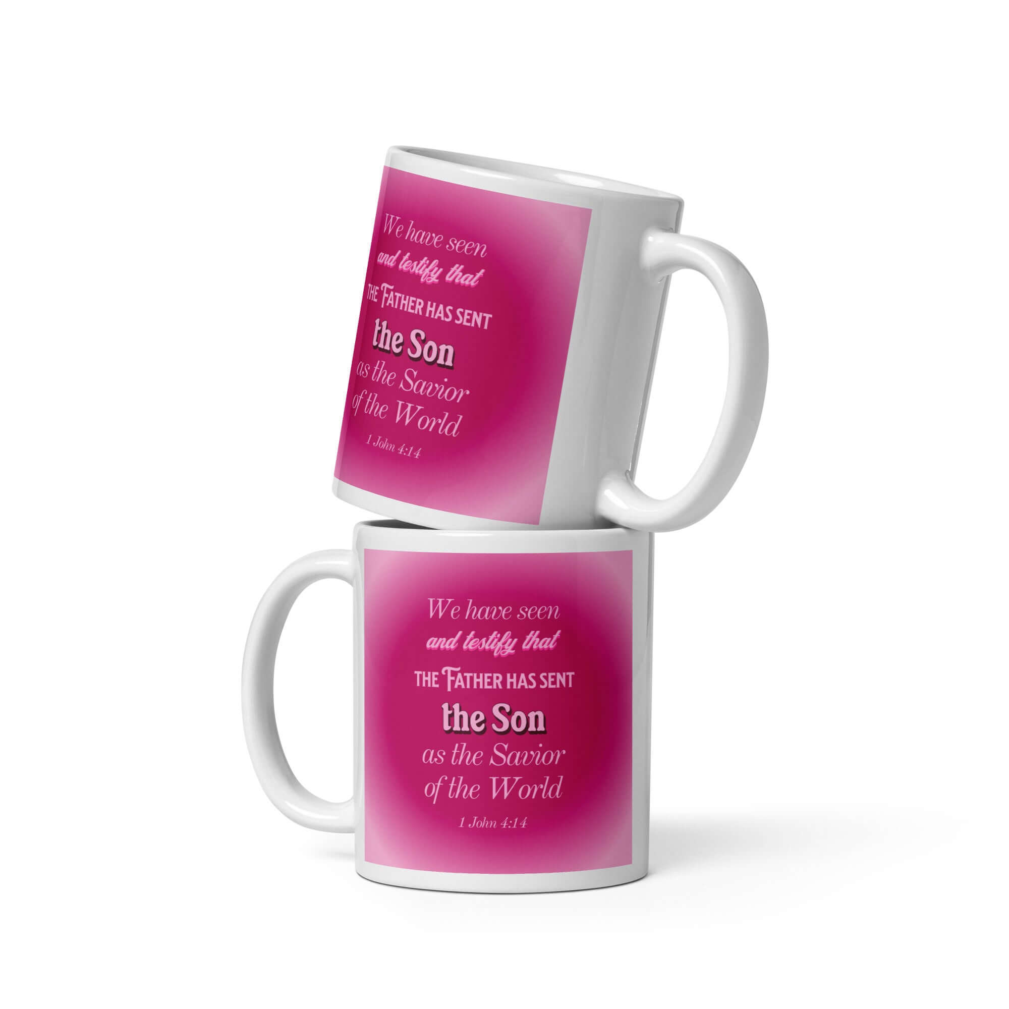 1 John 4:14 - Bible Verse, that the Father White Glossy Mug