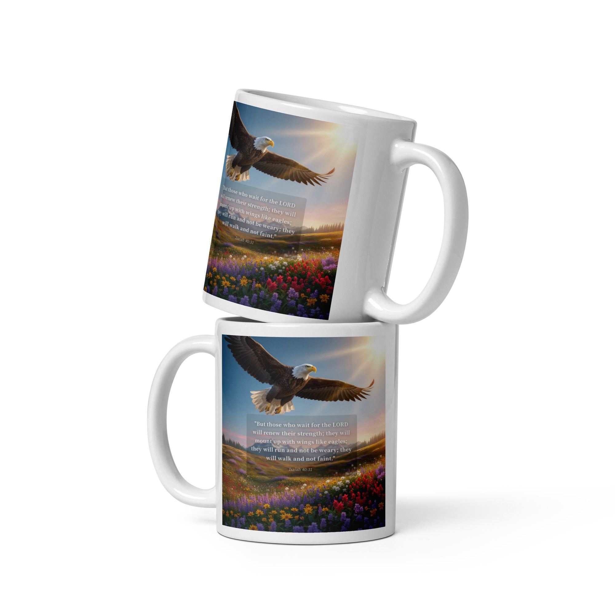 Isaiah 40:31 Bible Verse Who Wait White Glossy Mug 11 oz