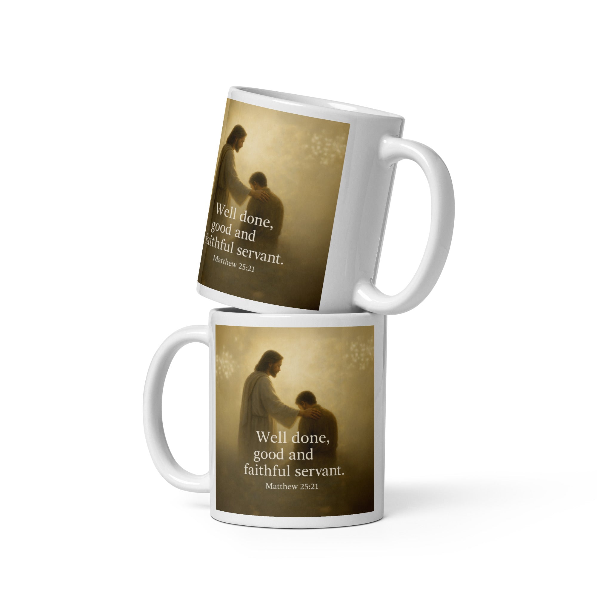 Matthew 25:21 Bible Verse Well Done White Glossy Mug 11 oz