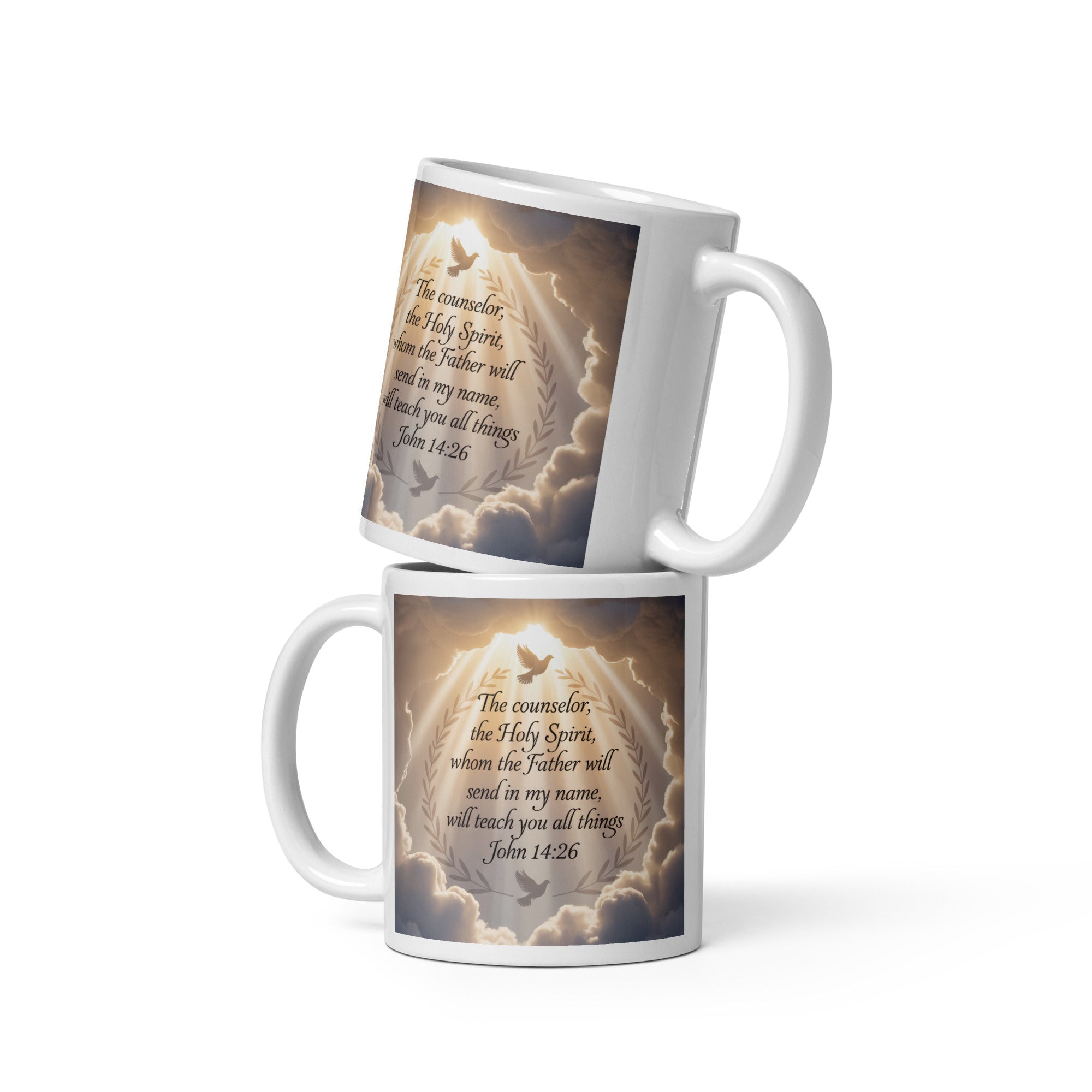 John 14:26 Bible Verse Counselor White Glossy Mug 11 oz