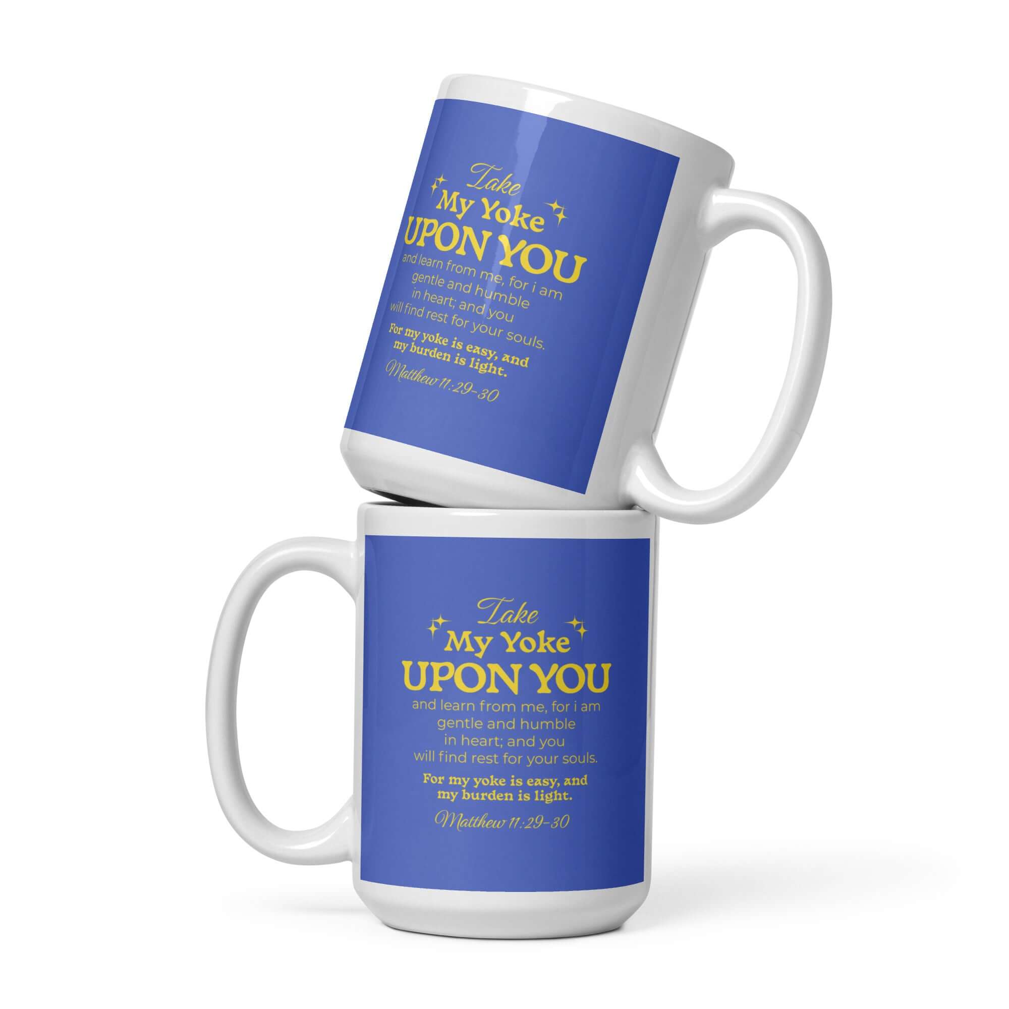 Matt 11:29-30 - Bible Verse, Take my yoke White Glossy Mug