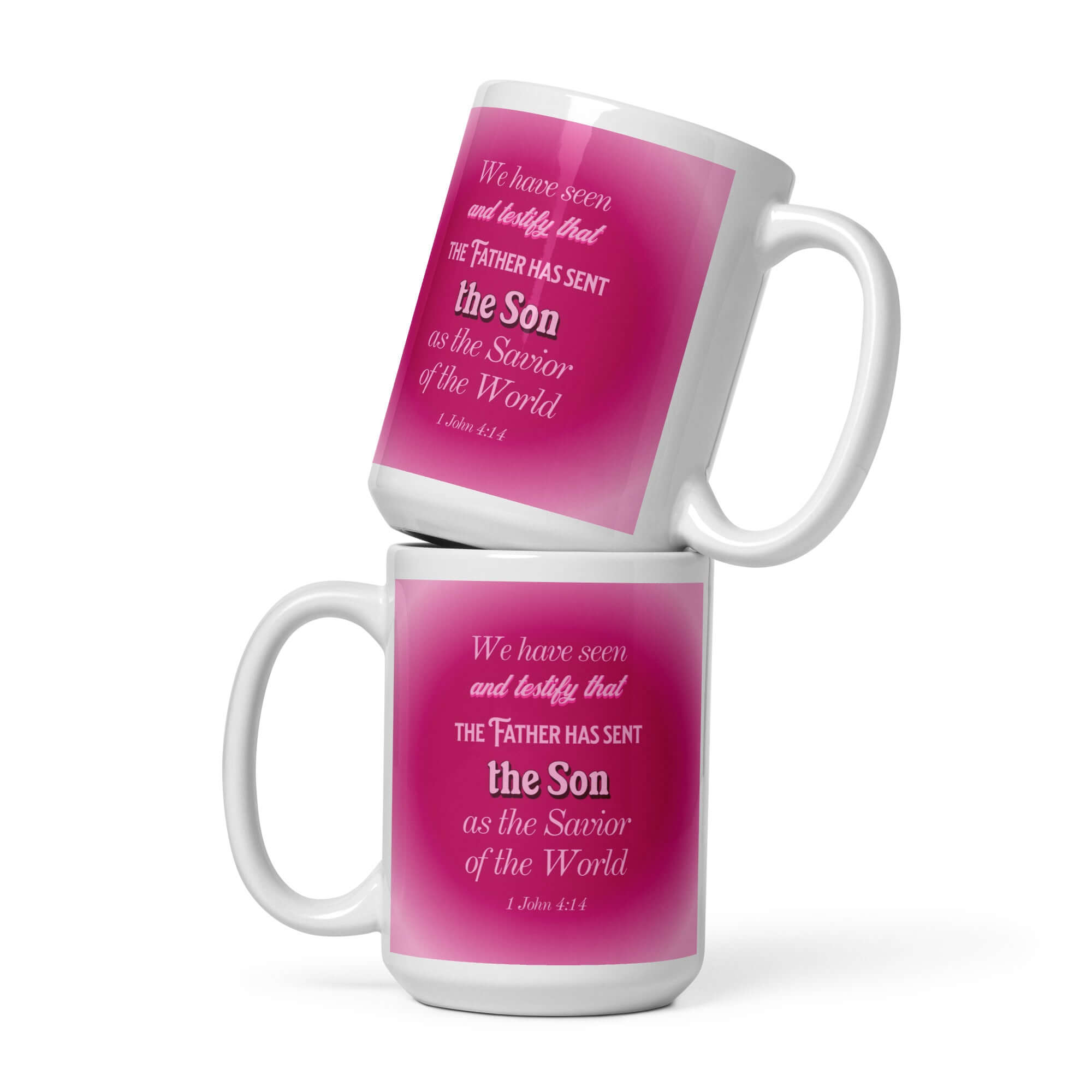 1 John 4:14 - Bible Verse, that the Father White Glossy Mug