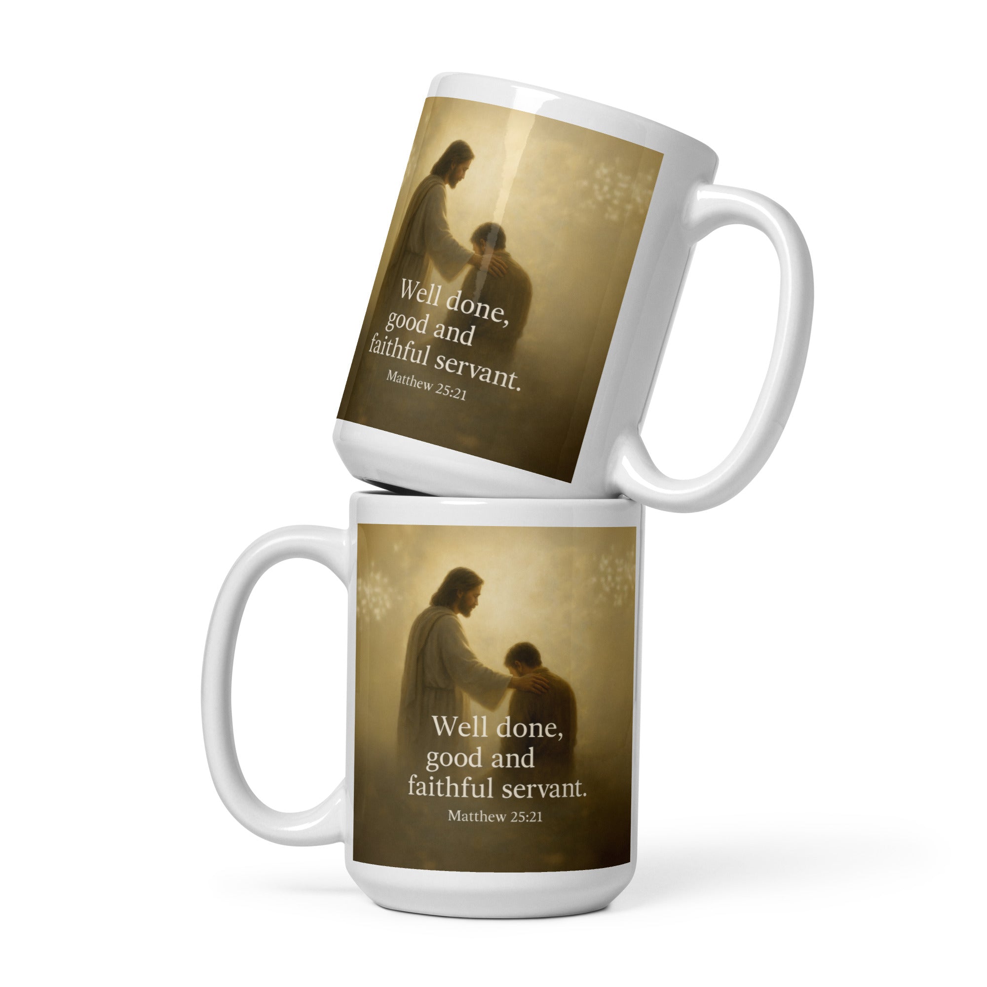 Matthew 25:21 Bible Verse Well Done White Glossy Mug 15 oz