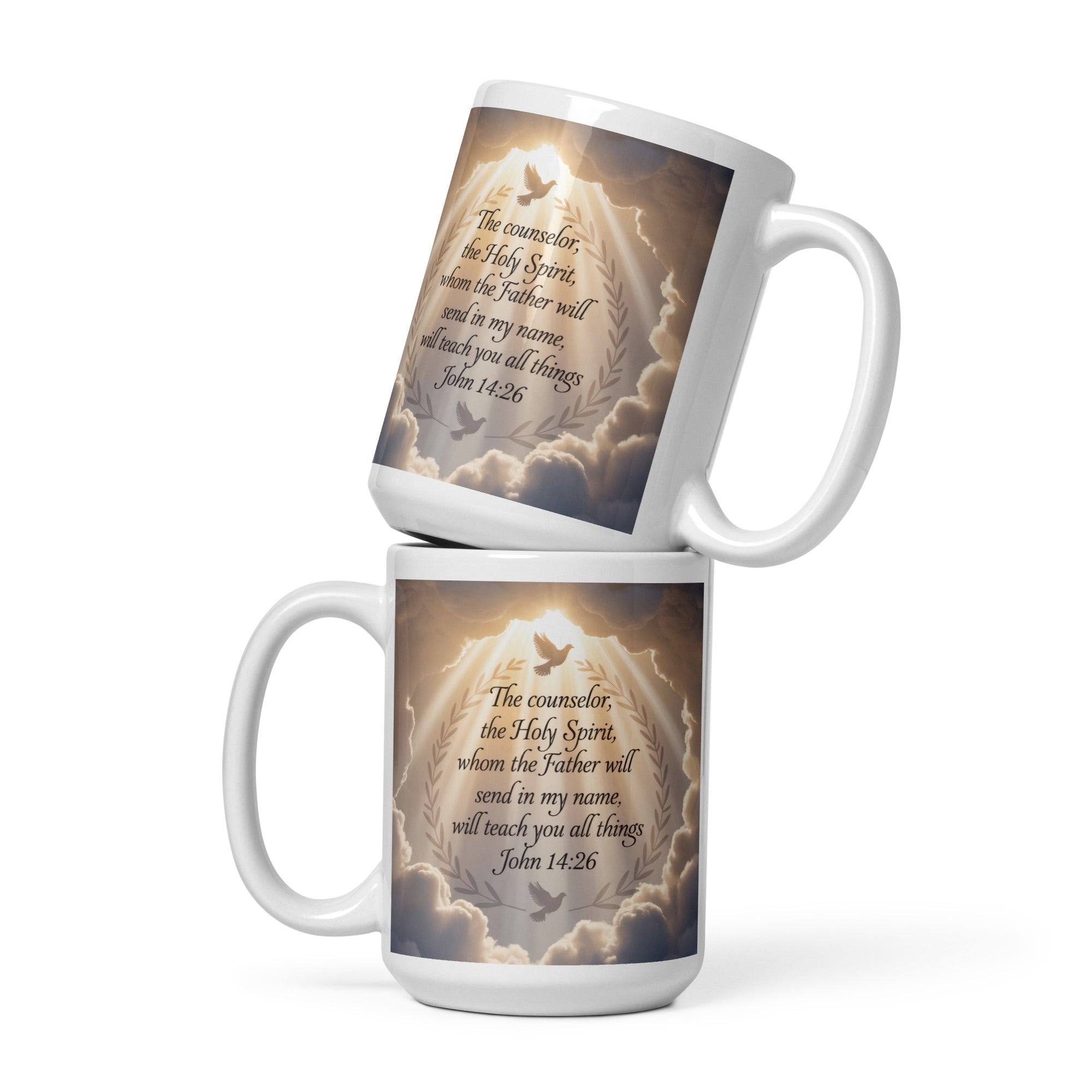 John 14:26 Bible Verse Counselor White Glossy Mug 15 oz