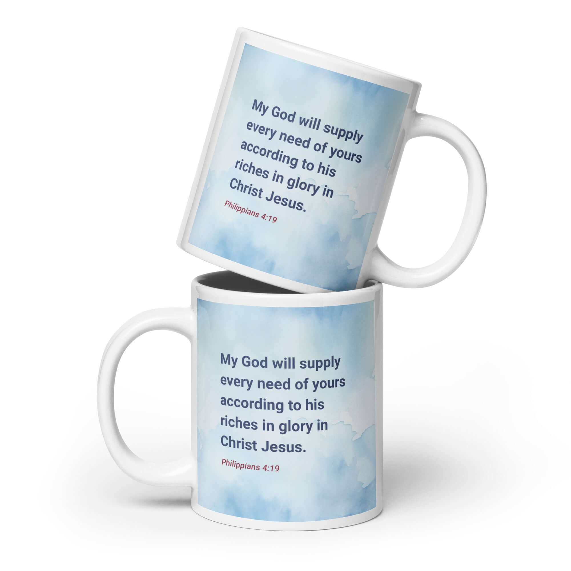 Phil 4:19 - Bible Verse, God will supply White Glossy Mug