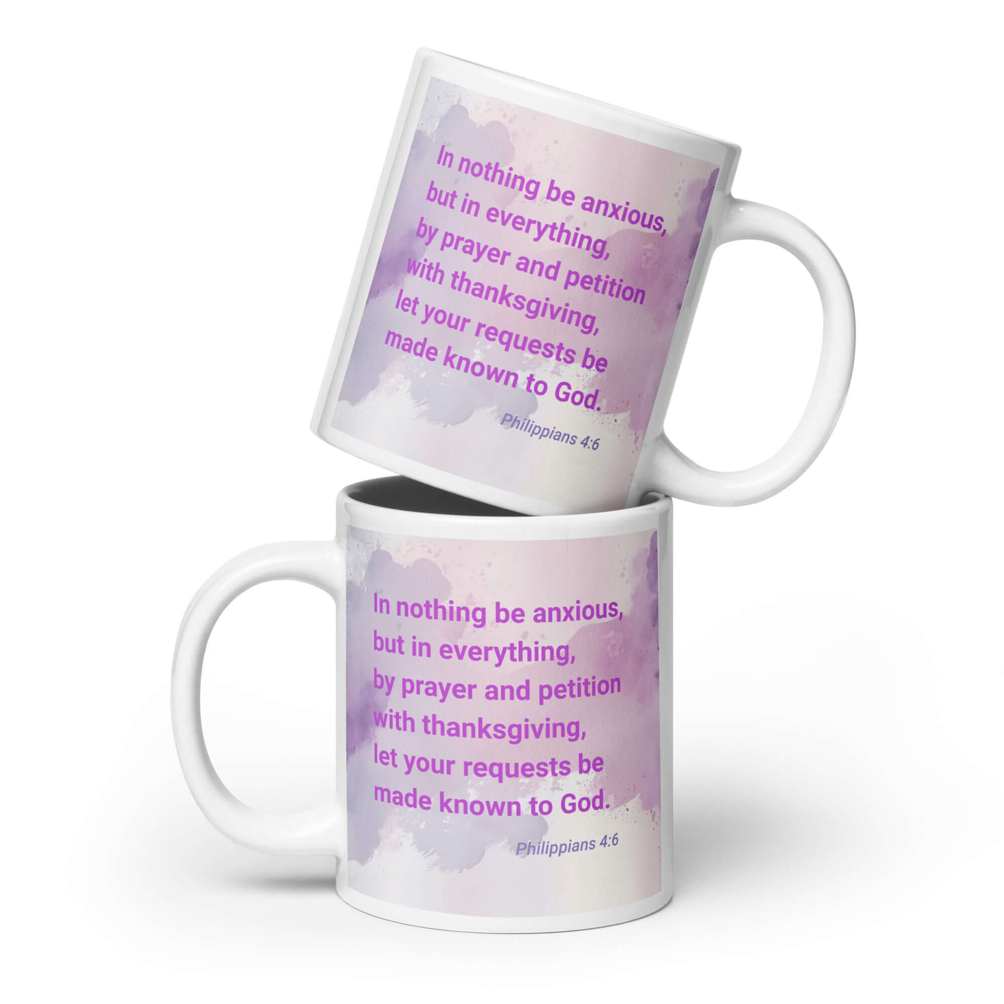 Phil 4:6 - Bible Verse, Prayer and Petition White Glossy Mug