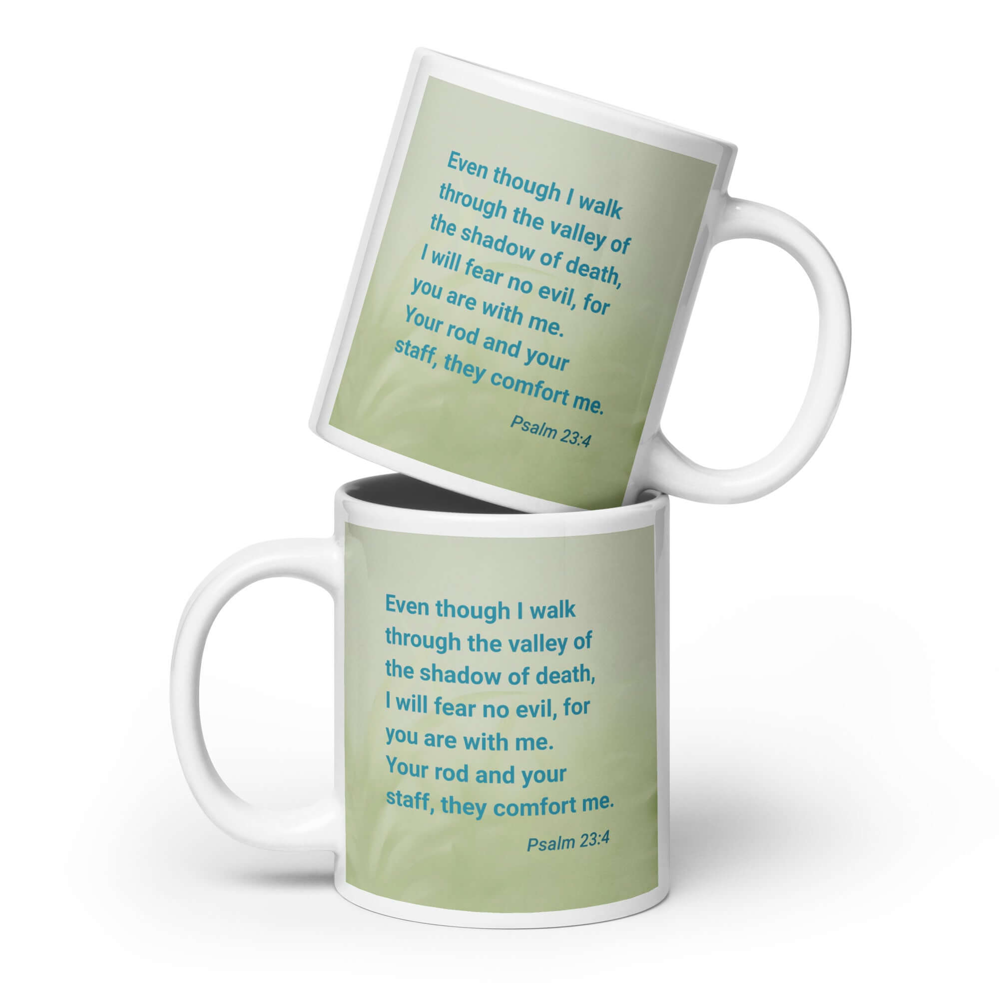 Psalm 23:4 - Bible Verse, fear no evil White Glossy Mug