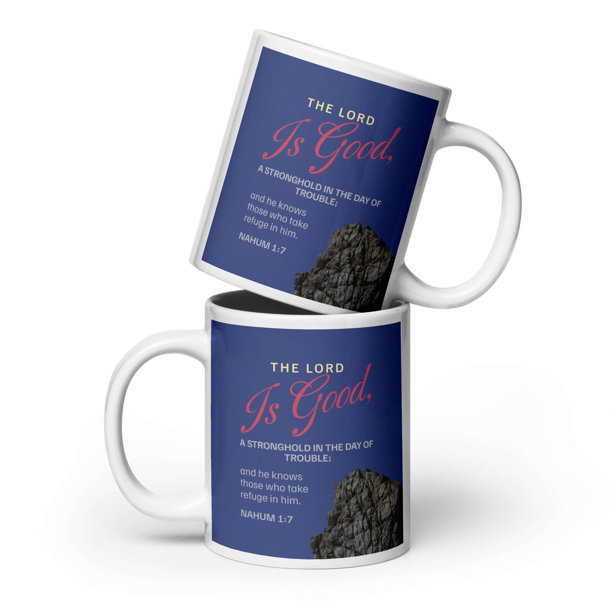 Nahum 1:7 - Bible Verse, The LORD is good White Glossy Mug